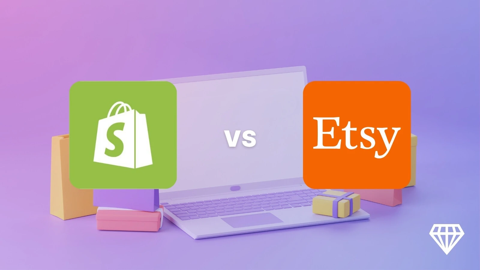 Porównanie Shopify i Etsy na tle laptopa